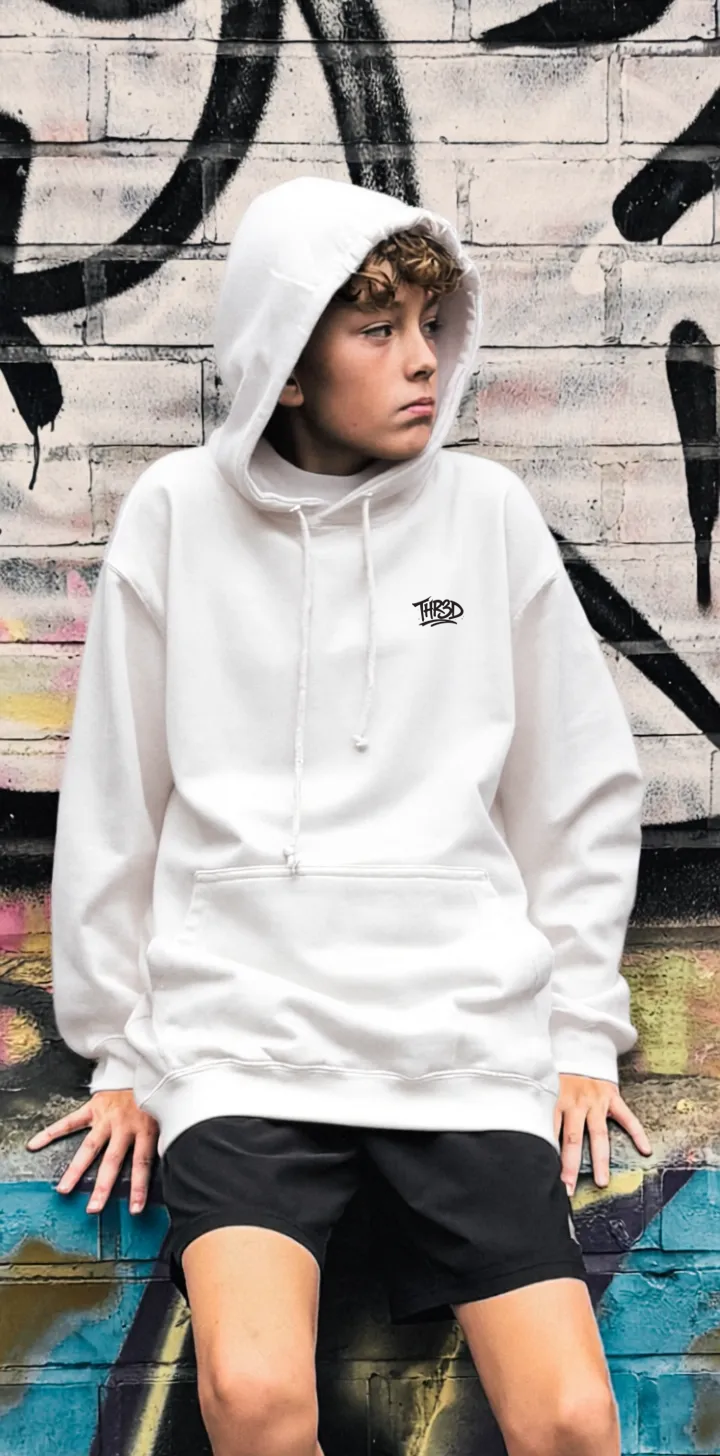 THR3D WHITE HOODIE